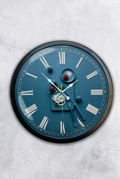 Kasva Concept هدية ساعة حائط مطبخ معدنية سوداء مقاس 40 سم