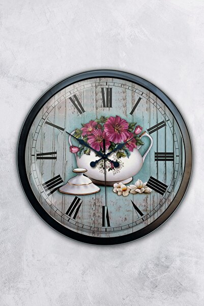 Kasva Concept هدية ساعة حائط مطبخ معدنية سوداء مقاس 40 سم