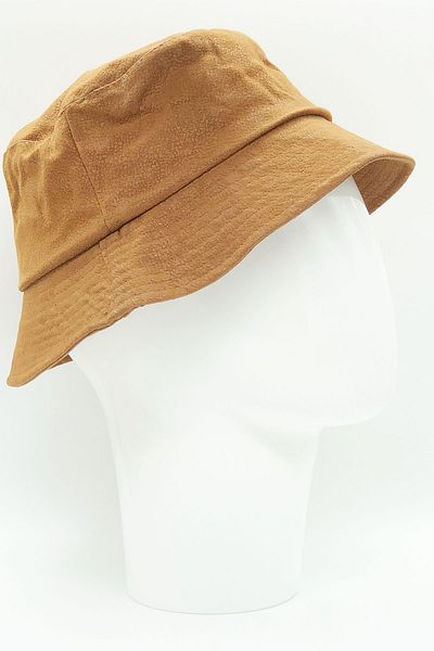 Hoppe Brown Nubuck Faux Leather Bucket Fisherman Bucket Hat