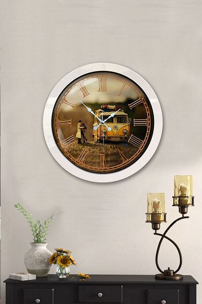 Kasva Concept Gift 36 cm White Metal Decorative Wall Clock