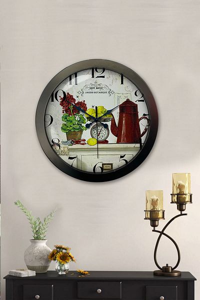 Kasva Concept Gift 36 cm Black Metal Kitchen Wall Clock