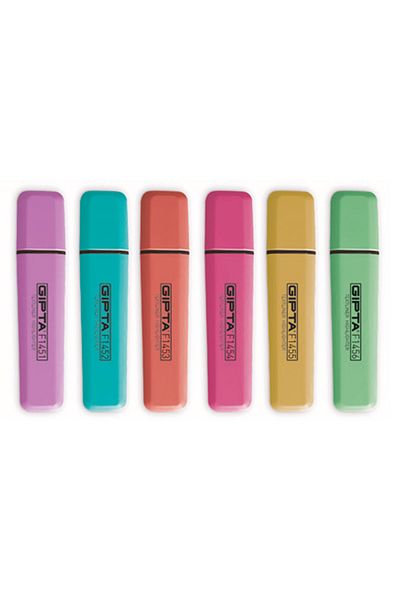 Gıpta Highlighter Cut Tip 6 Colors - Pastel Colors Marking Pen