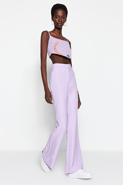 Trendyol Collection Lilac Wide Leg Woven Trousers TOFAW19BB0581