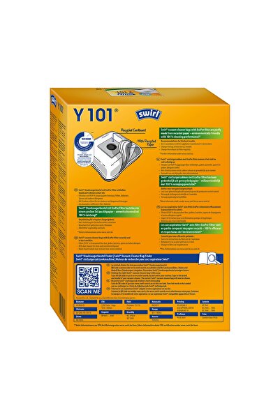 Swirl Y 101 Ecopor Grundig, Privileg Ve Severin Elektrikli Süpürgeler Için Toz Torbası