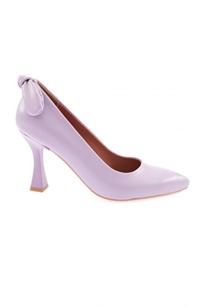 DGN Women's Pointed Toe Parmadekolteli Bow Detailed Heeled Shoes Lilac 71121029