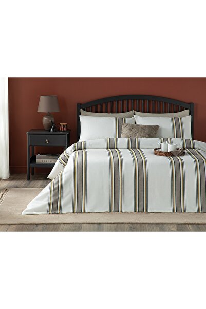 English Home مجموعة غزل الشنيل ذات الخطوط الدقيقة المصبوغة بحجم كينج Lenjerä±...