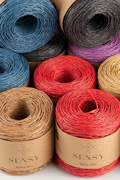 SENSY Premium 250 gr Φυσικό Χαρτί Σχοινί, Ψάθινο Χαρτί Κλωστή, Ράφια, Τσάντα, Σουπλά, Καπέλο Σχοινί, 250m Πράσινο