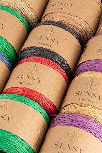 SENSY Premium 250 gr Φυσικό Χαρτί Σχοινί, Ψάθινο Χαρτί Κλωστή, Ράφια, Τσάντα, Σουπλά, Καπέλο Σχοινί, 250m Πράσινο