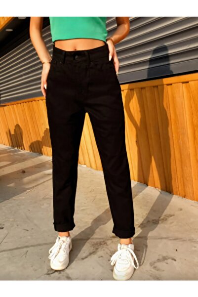 LİMABEL High Waist Black Mom Jeans Lycra Stretchy Jeans