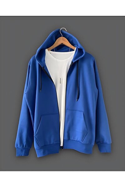 Hunors Sportswear & Company Boydan Fermuarlı Ceket Saks Mavisi Sweatshirt Kap...
