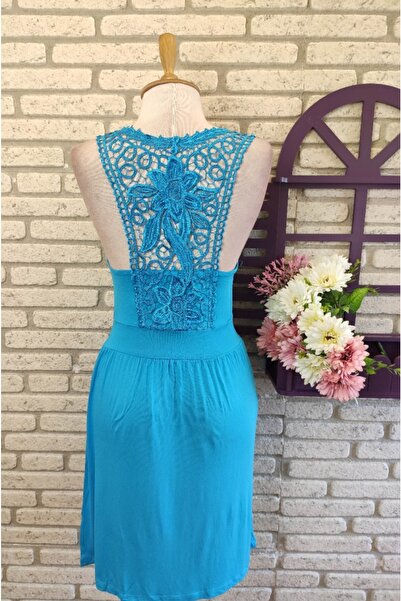 Esinty Rochie De Mireasa De Mireasa De Absolventa De Dama Albastra De Dantela Spate Tesatura Vascoza 85 Cm