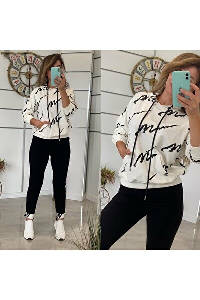 Esinty Set de țesături cu două fire imprimate digital pentru femei (ALB)