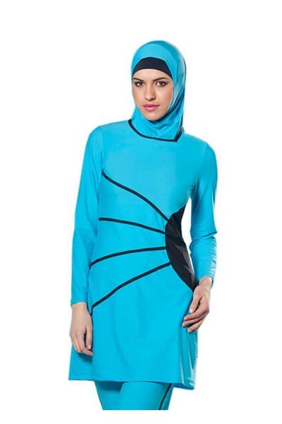 Adasea 0385 Costum de baie cu hijab din Lycra albastru