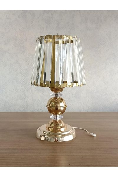 gaziantepavize Alexa Crystal Stone Gold Battery Operated Lampshade - Special Design Lamp Included
