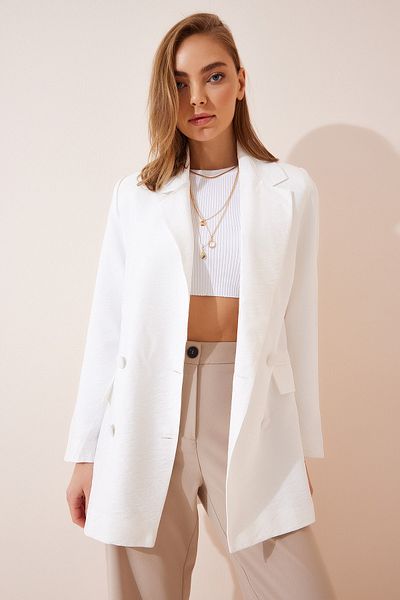 Happiness İstanbul Blazer - Weiß - Oversized