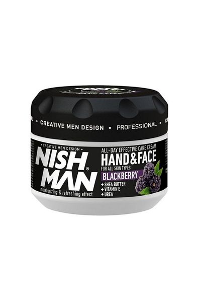 NISHMAN 300 Ml Shea Butter Supported Skin Care Cream - Hand, Face and Blackberry Extract