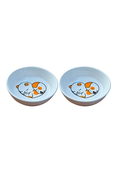 Glipet 2 Pack Washable Ceramic Food and Water Bowl 14 cm 250 ml