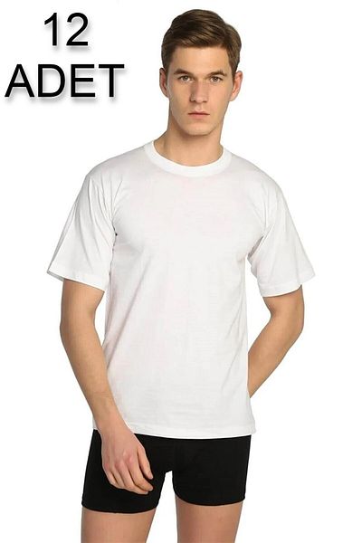 Seher Yıldızı Men's Combed Cotton Crew Neck Undershirt 12 Pack