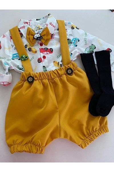 tubibebe Shirt Excluded Car Concept Shorts Set (SALOPET BOW TIE AND SOCKS - SHIRT EXCLUDED.)