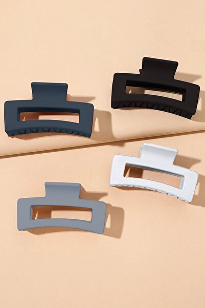 C&E Design Kadın 4'lü Gri Büyük Xl Mandal Toka Seti