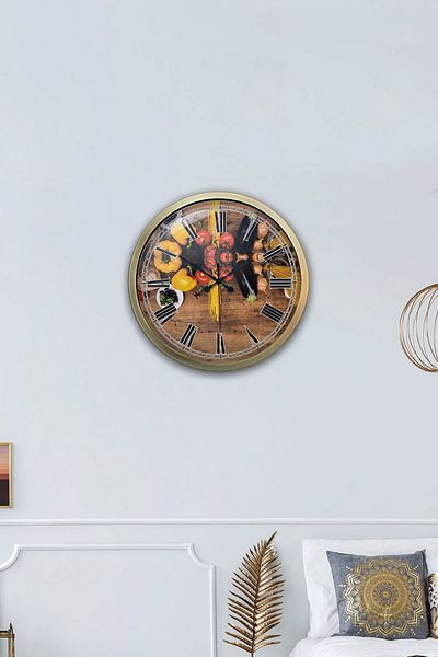 Kasva Concept Gift 40 cm Antique Metal Kitchen Wall Clock