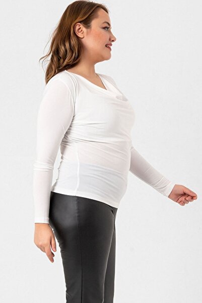 Laranor Μπλούζα με γιακά Degaje Ecru Plus Size