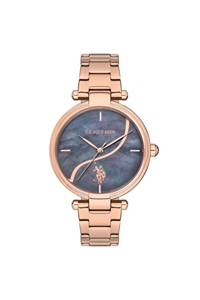 U.S. Polo Assn. Uspa2021-02 ساعة يد نسائية من الفولاذ مقاس 37 ملم