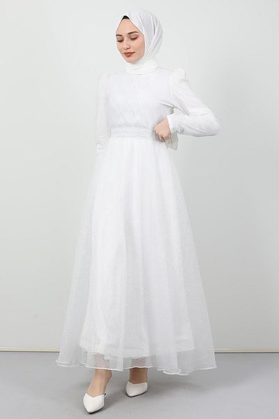 Giza Giyim Βραδινό φόρεμα Alara Hijab Λευκό