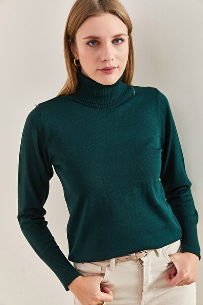 Bianco Lucci Pulover de damă cu guler rotit cu coaste