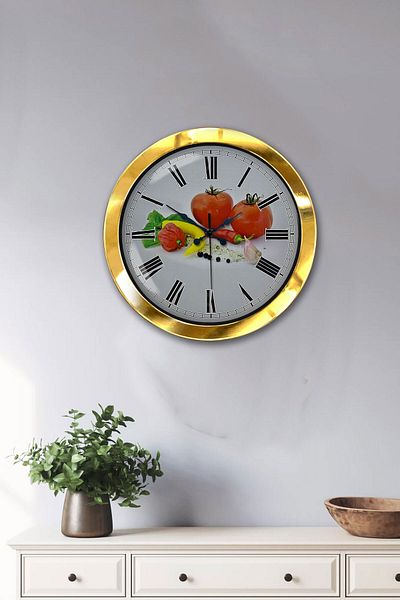 Kasva Concept Δώρο Ρολόι τοίχου κουζίνας 36 εκ. χρυσό μεταλλικό