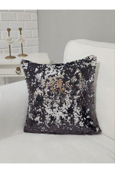 Körfez Kırlent 5mm Pul Payetli Çift Renkli Kalın Kumaş Kırlent Kılıfı