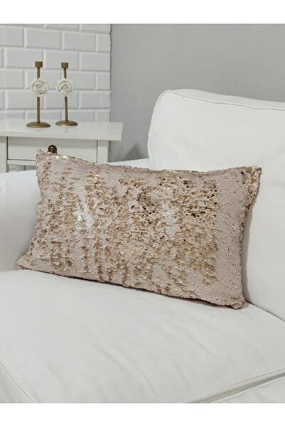 Körfez Kırlent 5mm Pul Payetli Çift Renkli Kalın Kumaş Kırlent Kılıfı Dikdörtgen