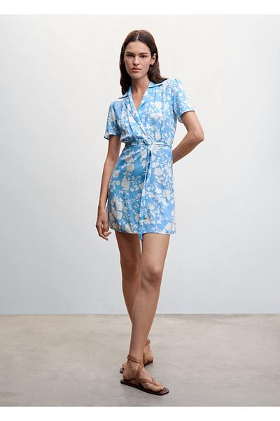MANGO Woman Rochie cămașă cu modele florale
