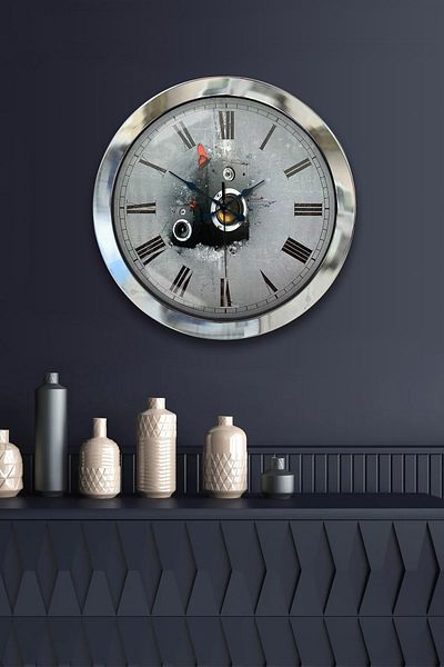 Kasva Concept Gift 36 cm Chrome Metal Music Wall Clock
