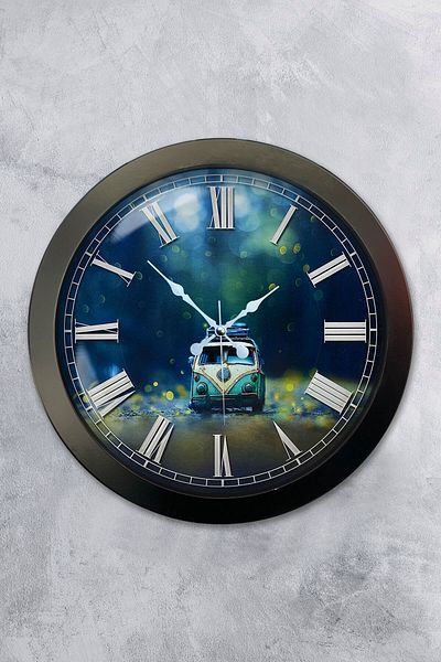 Kasva Concept Gift 36 cm Black Metal Decorative Wall Clock