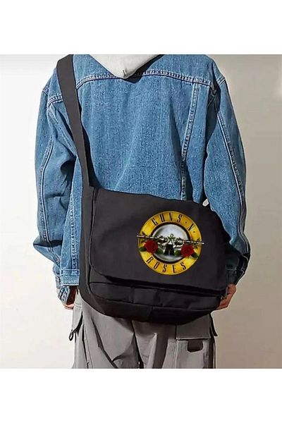 Touz Rock Series Guns N' Roses Printed Unisex Black Messenger Bag