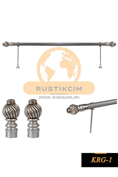 RUSTIKCIM Antik Rustik Fon Perde Askısı Gümüş Eskitme Krg-1 100 Cm