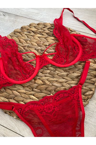 Sace Lady Set sutien de damă cu șir din dantelă roșie