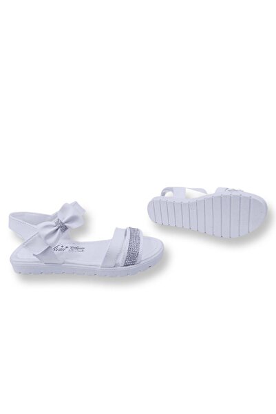 galya shoes صنادل فيلكرو مرصعة بالأحجار البيضاء للأطفال، نوع أحذية الزفاف شفاف