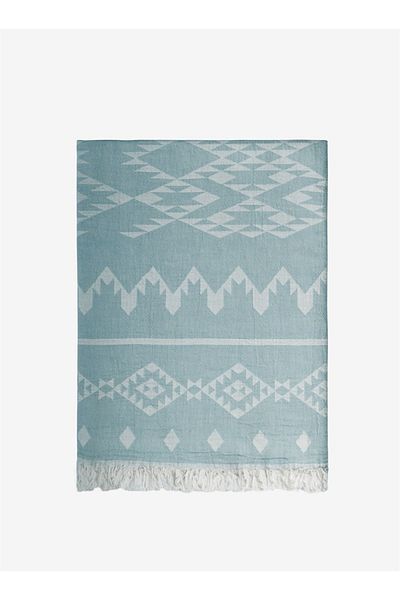 Barine Sage Kilim Cotton Sofa Shawl - 130X170