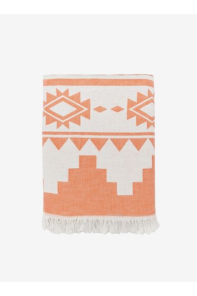 Barine Orange Rug Cotton Sofa Shawl - 130X170