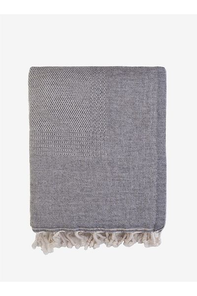 Barine Grey Tan Wool Sofa Shawl - 125X180