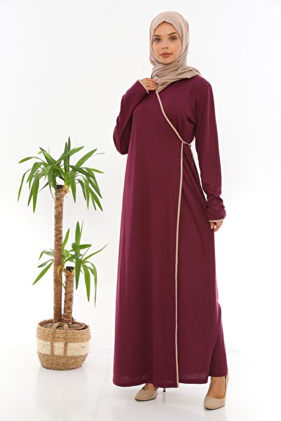 miss ledonna Yandan Bağlamalı Namaz Elbisesi Mürdüm