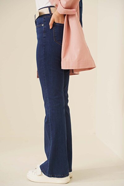 LİMABEL High Waist Spaghetti Jeans Dark Blue Lycra Stretchy Jeans