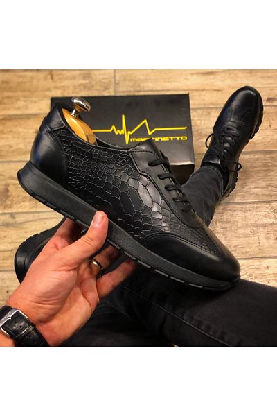 Martinetto Genuine Leather Black Casual Men's Shoes