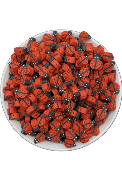 Hedef Bijuteri 25 Adet Kırmızı Uğur Böceği Model Polimer Kil Fimo, Uğurböceği...