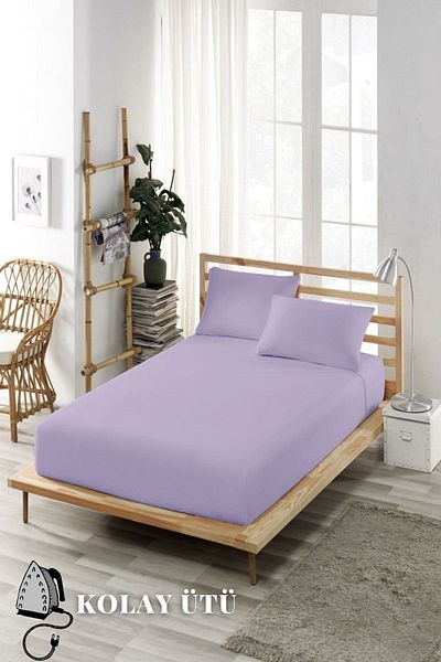 ELY PARKER 120x200 Easy-Iron Elastic Sheet Set High Beds Lilac