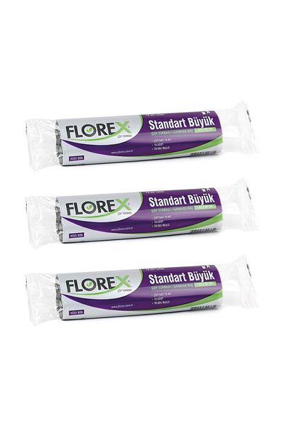 Florex Standard Large Size Garbage Bag 65x80 Cm 10 Pieces Roll Black 3 Rolls (30 Pieces)