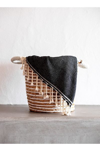 Barine Black Tan Wool Sofa Shawl - 125X180