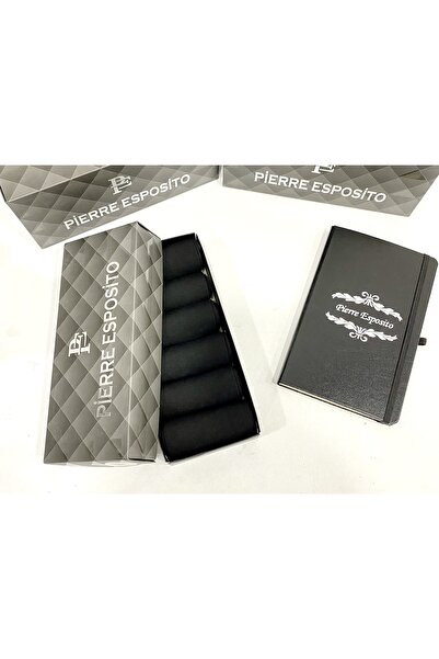 Pierre Esposito 6’lı Erkek Siyah Dikişsiz Bambu Kutulu Çorap